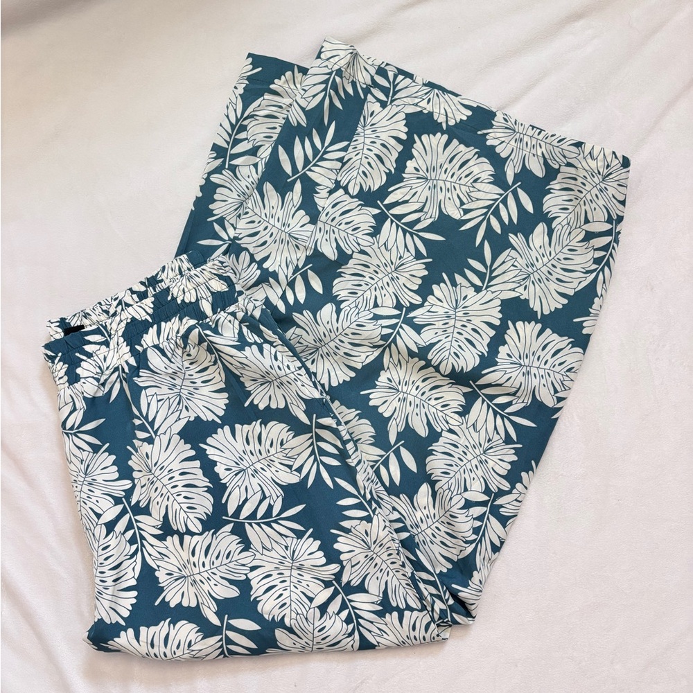 Bloomchic Tropical Leaf Pattern Shirred Wide-Leg … - image 7